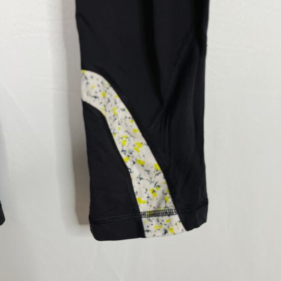 Lululemon Womens Size 4 Run Inspire Crop II Leggings Black Floral Colorblock - Picture 5 of 11